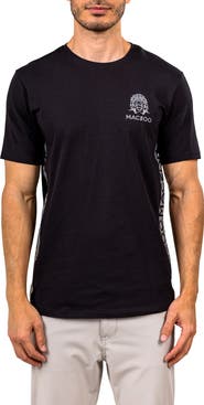 Maceoo Insignia Black Allover Logo Stretch Cotton T-Shirt