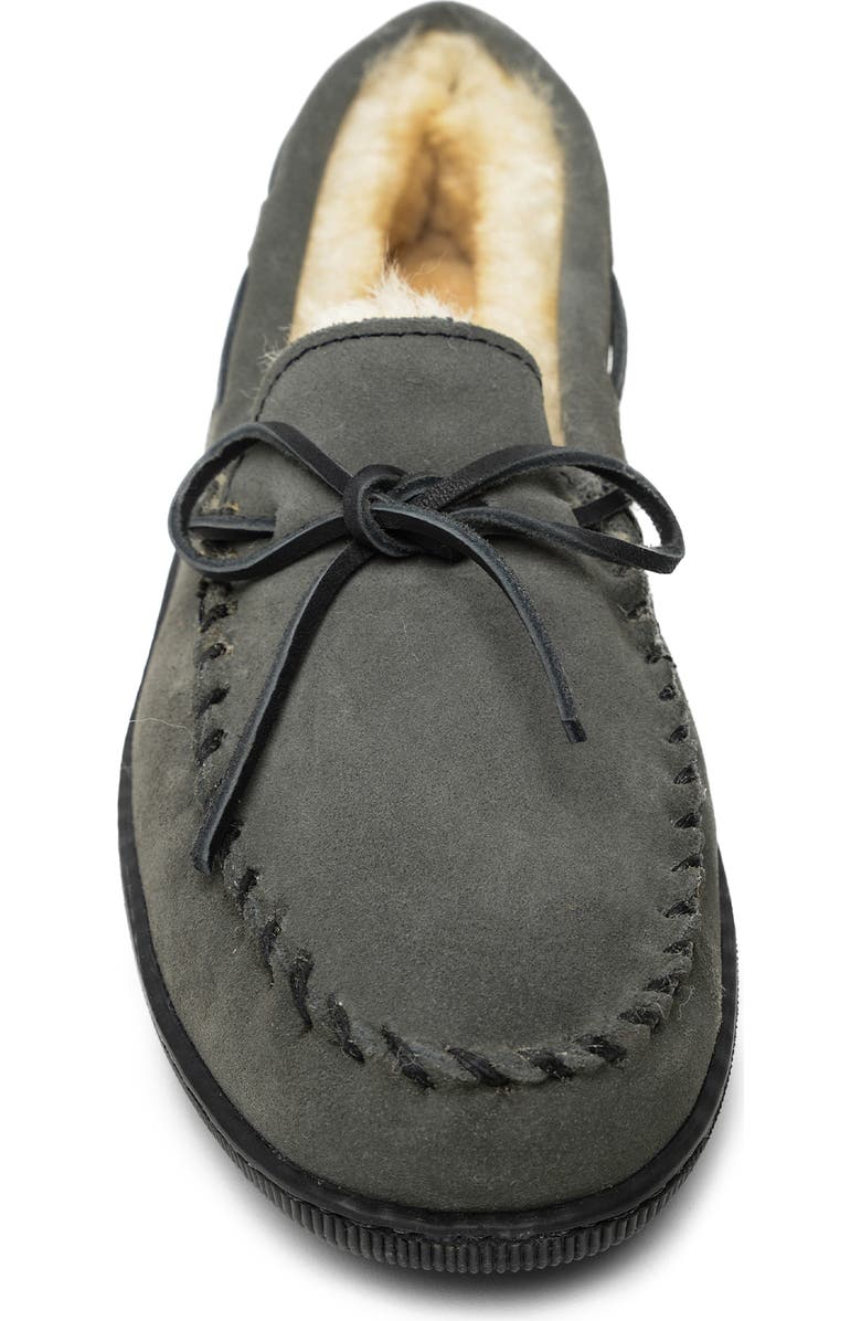 Minnetonka Genuine Shearling Lined Slipper, Alternate, color, Grey Suede