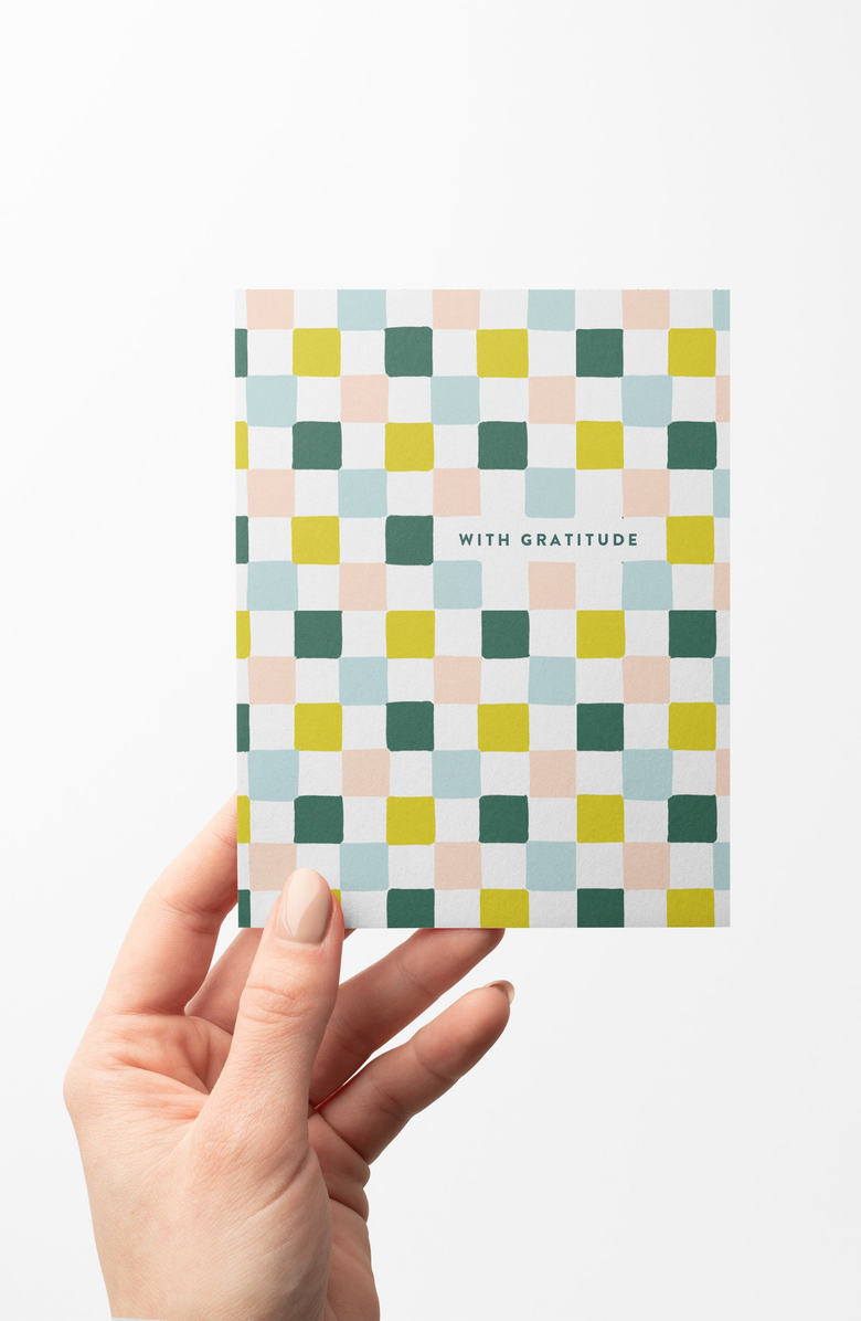 Joy Paper Co. Boxed Set of 8 Checkered Cards, Alternate, color, Green / Blue / Blush