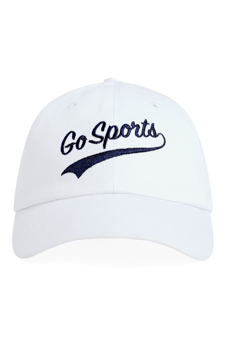 Go Sports Cotton Twill Adjustable Baseball Cap, Main, color, WHITE/ NAVY