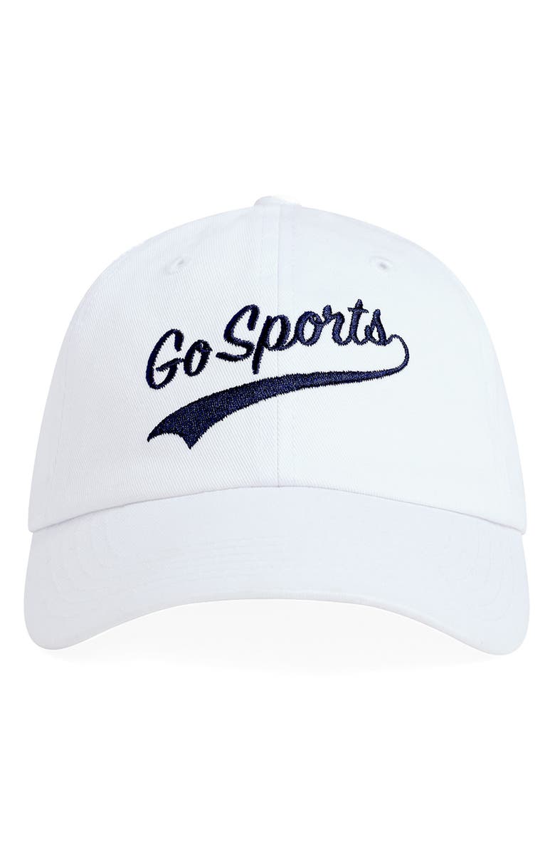 Favorite Daughter Go Sports Cotton Twill Adjustable Baseball Cap, Main, color, White/ Navy