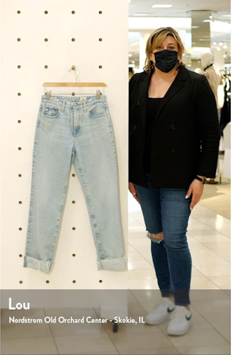 Alexxis High Waist Raw Hem Straight Leg Jeans, sales video thumbnail