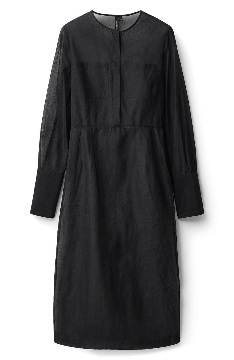 MANGO Sheer Long Sleeve Silk Blend Dress, Alternate, color,