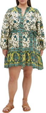 City Chic Sable Print Long Sleeve Minidress