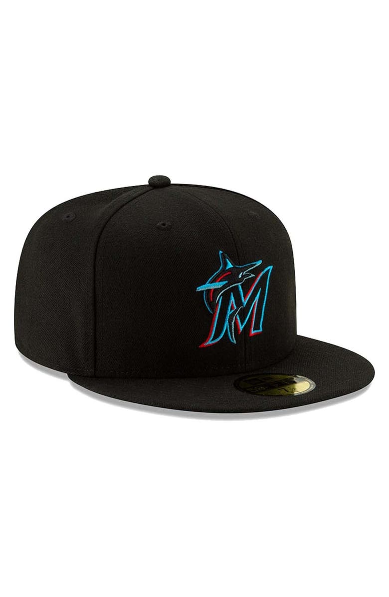New Era Men's New Era Miami Marlins Black On-Field Authentic Collection 59FIFTY Fitted Hat, Alternate, color, Black