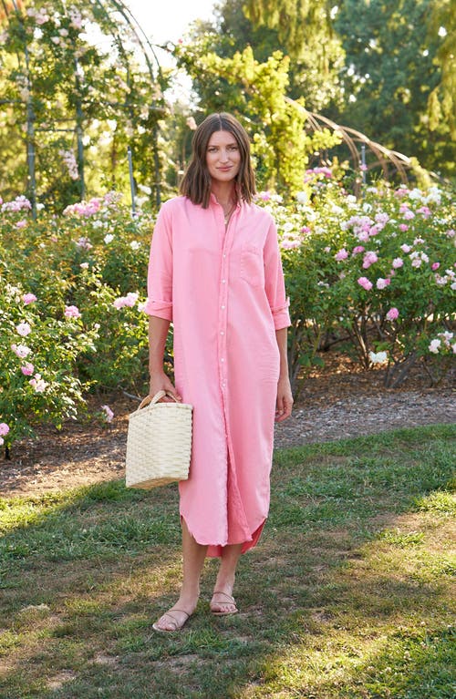 Frank & Eileen Rory Long Sleeve Denim Maxi Shirtdress In Orange