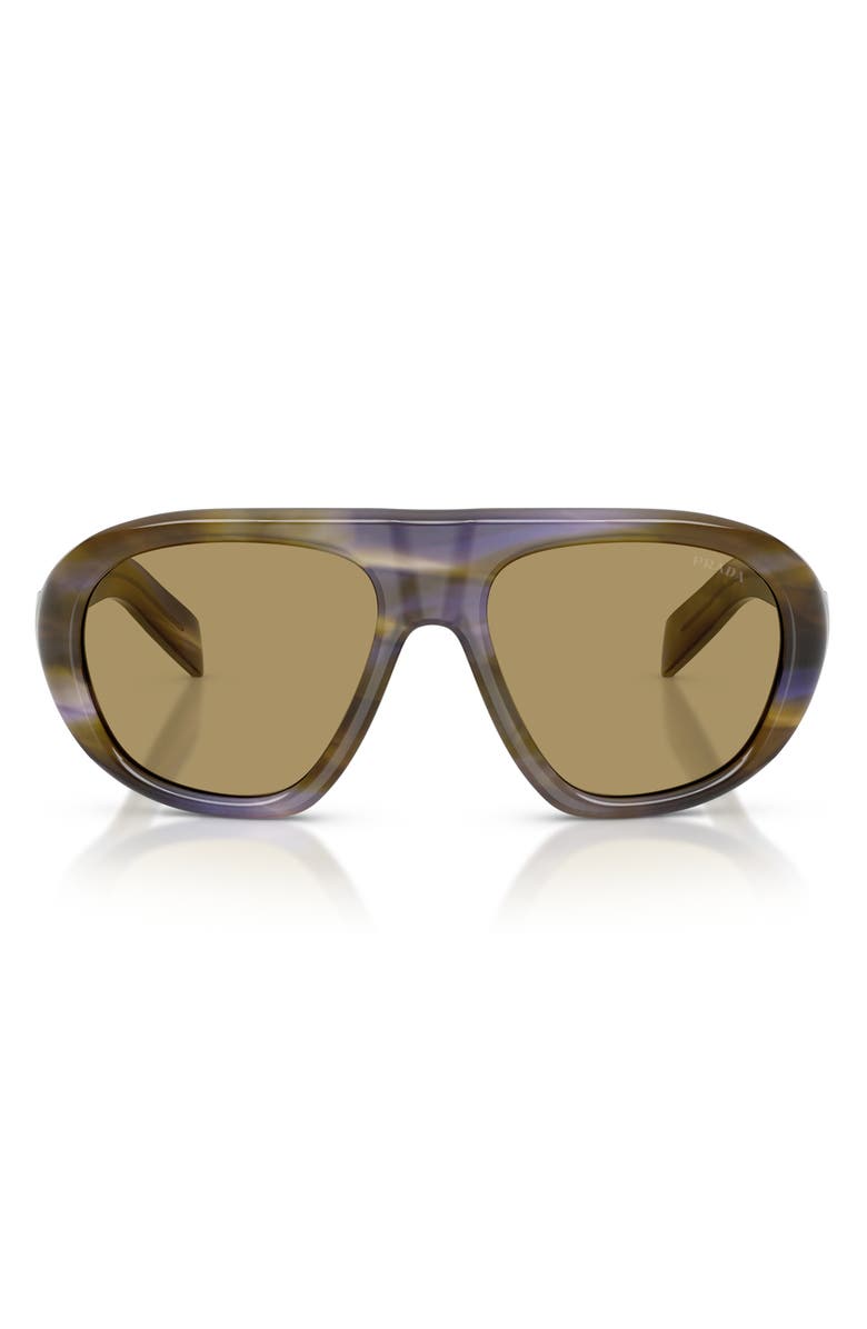 Prada 56mm Irregular Sunglasses, Main, color, Striped Lagoon / Green Olive