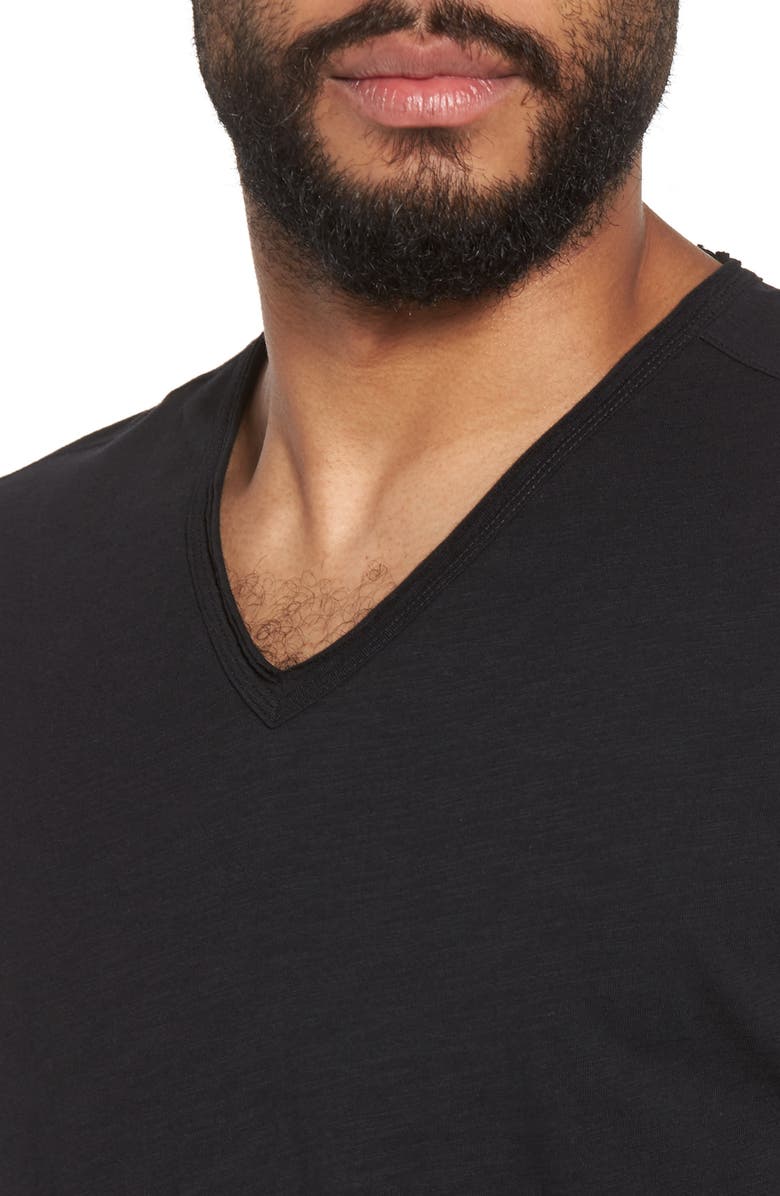 John Varvatos Slim Fit Slub Jersey V-Neck T-Shirt, Alternate, color, Black