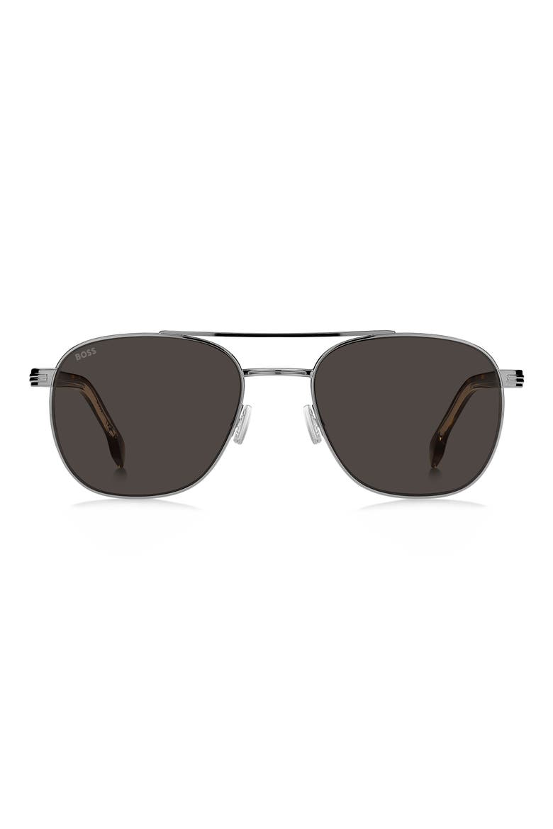 56mm Rectangular Sunglasses, Main, color, RUTHENIUM HAVANA/ GREY