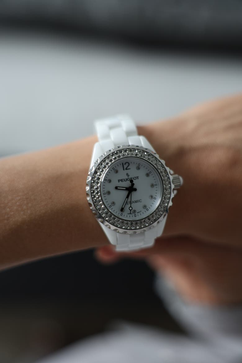 Luxury Genuine Ceramic Crystal Watch - 36MM, Alternate, color, Silver
