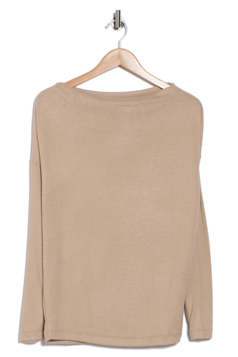 Brushed Knit Boat Neck Top, Alternate, color, DARK TAUPE