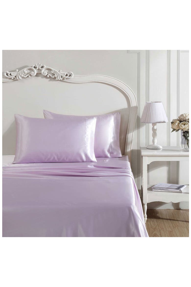 Solid Satin Sheet Set, Alternate, color, LT-PASTEL PURPLE