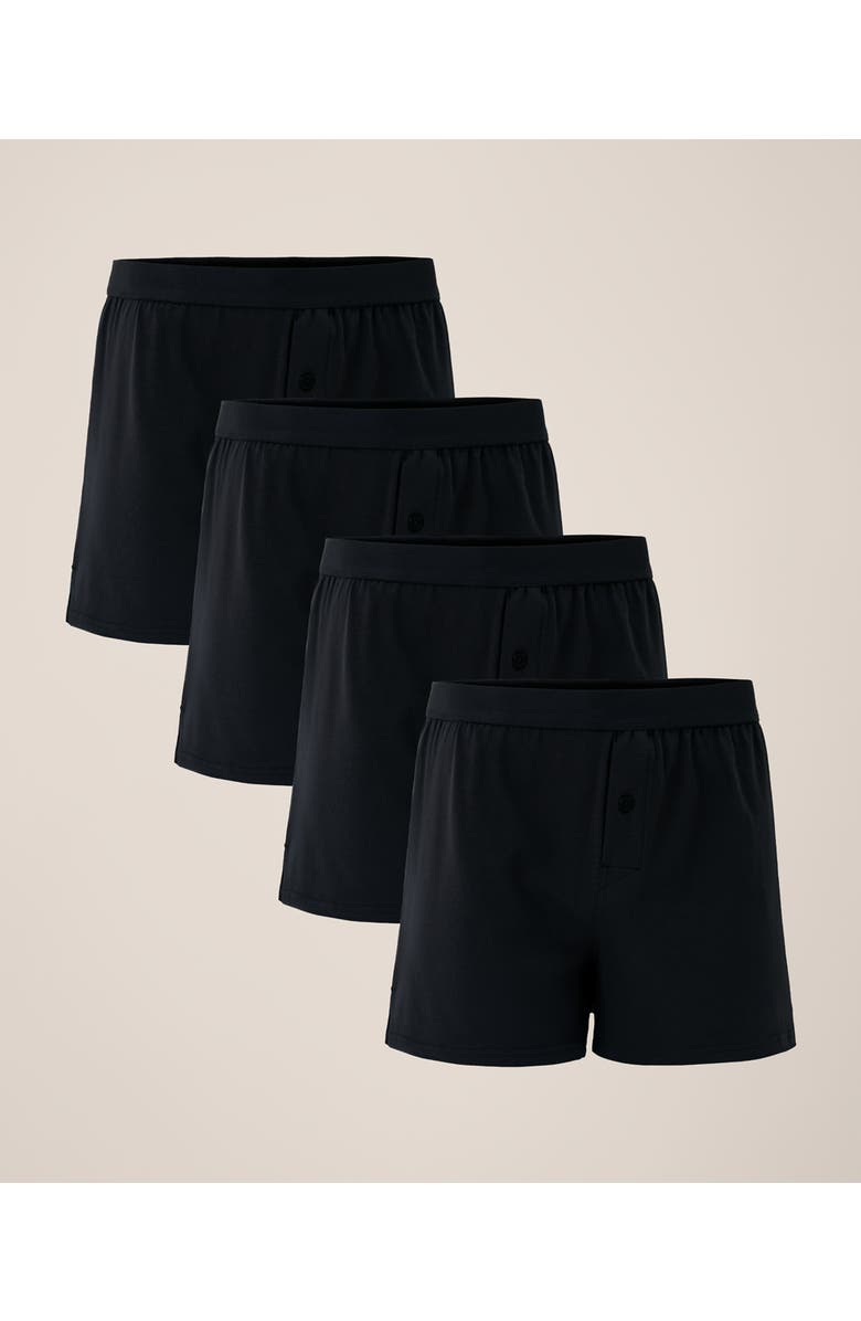 Pact Everyday Knit Boxer 4-Pack Made With Organic Cotton, Main, color, Black