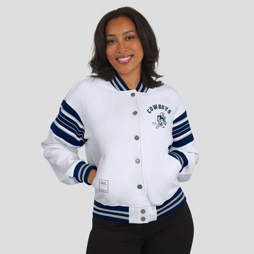 Wear By Erin Andrews White Dallas Cowboys Full-snap Fleece Sweatshirt Jacket In Multi