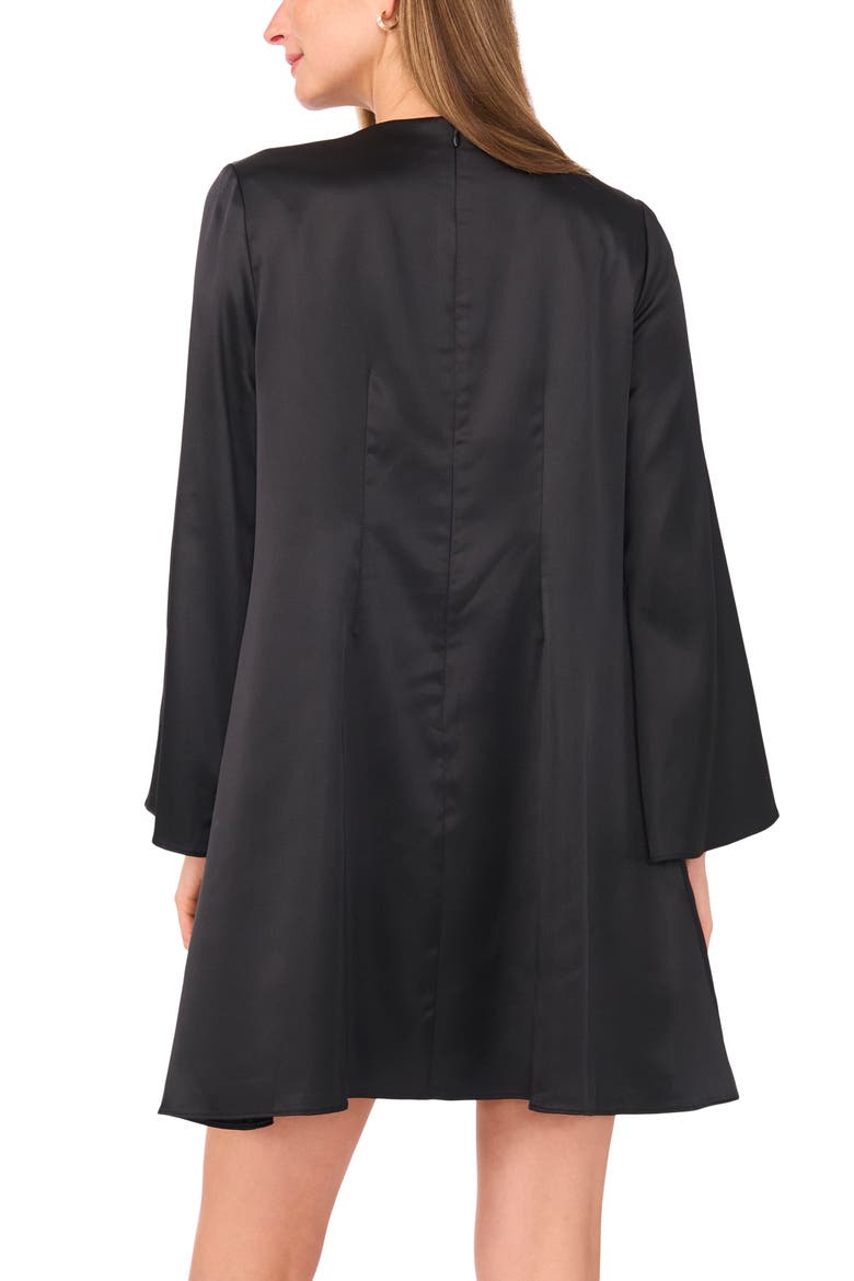 Long Sleeve Satin Minidress, Alternate, color, RICH BLACK
