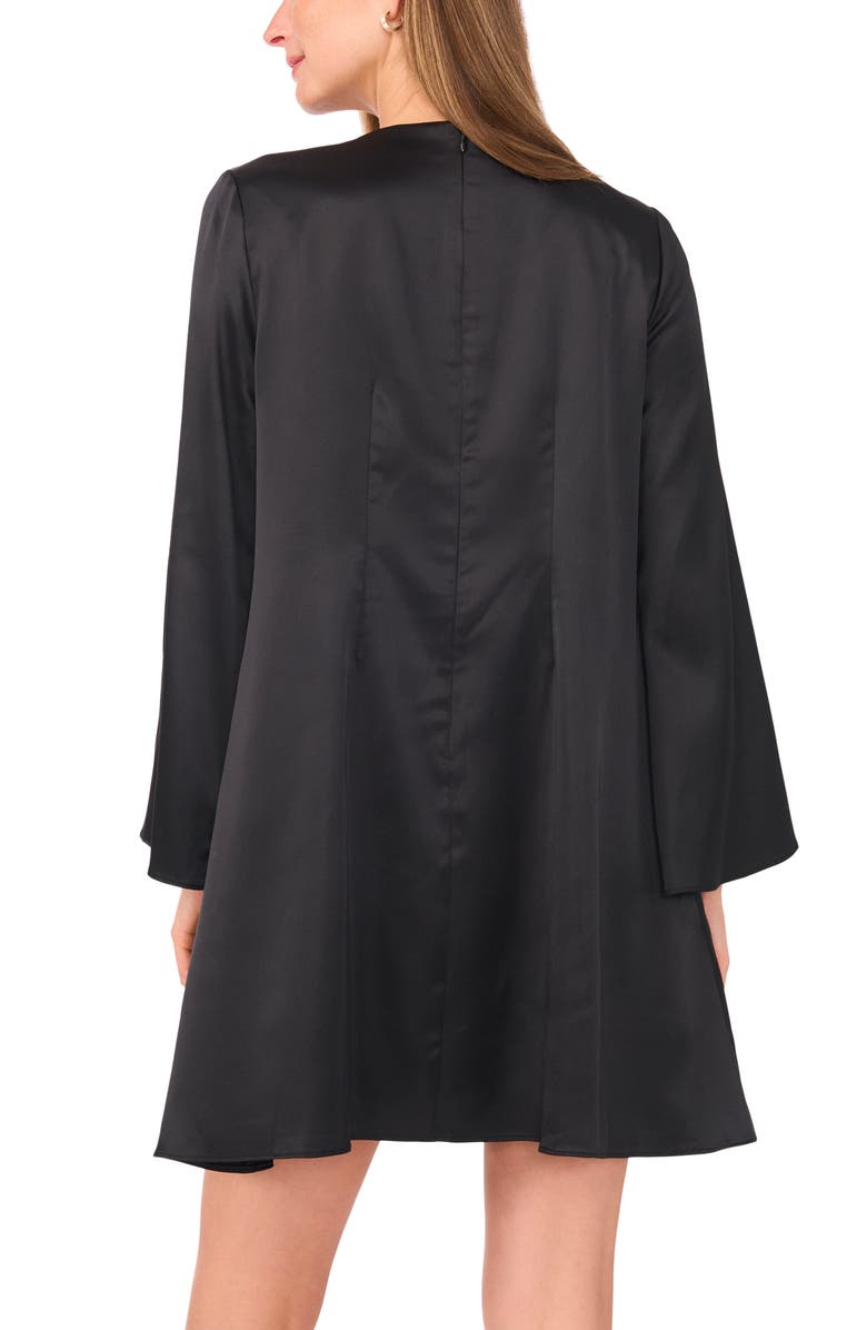 Vince Camuto Long Sleeve Satin Minidress, Alternate, color, Rich Black