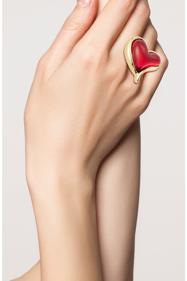 Heart Statement Ring, Alternate, color, GOLD/ RED