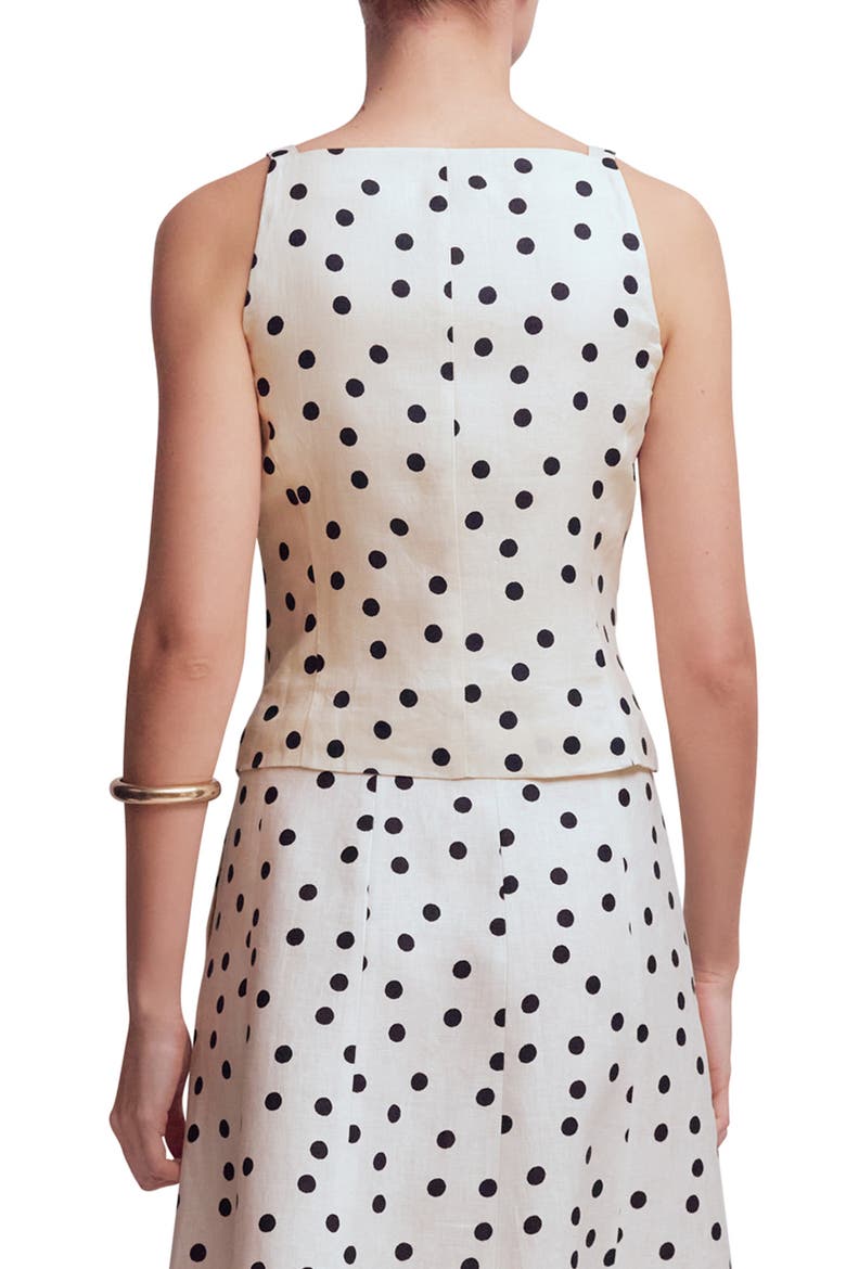 Sleeveless Linen Button-Up Shirt, Alternate, color, IVORY SPOT