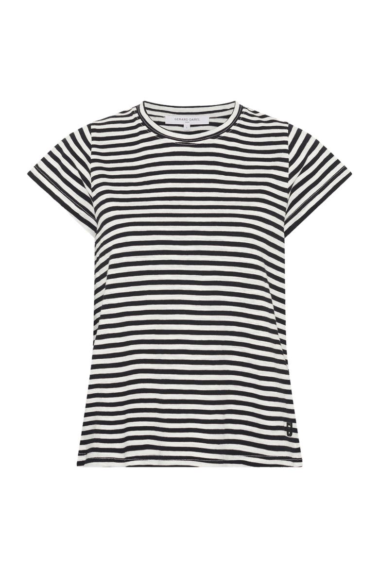 Mayane Striped Crew Neck T-Shirt, Alternate, color, White