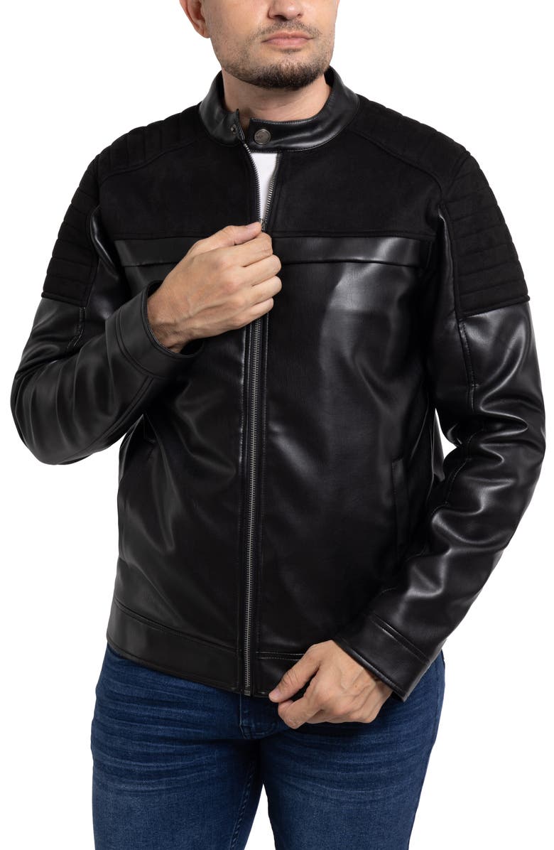 XRAY Faux Leather Jacket with Faux Fur Lining, Alternate, color, Black/ Black