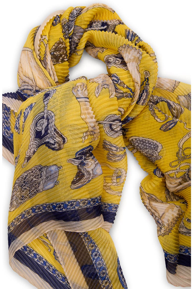 Equestrian Crinkle Scarf, Alternate, color, YELLOW
