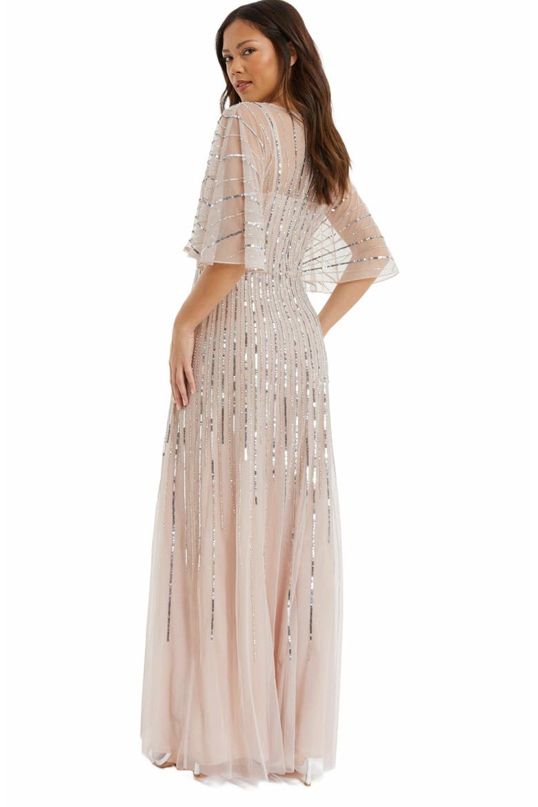 Embellished Sequin Evening Dress, Alternate, color, Neutral