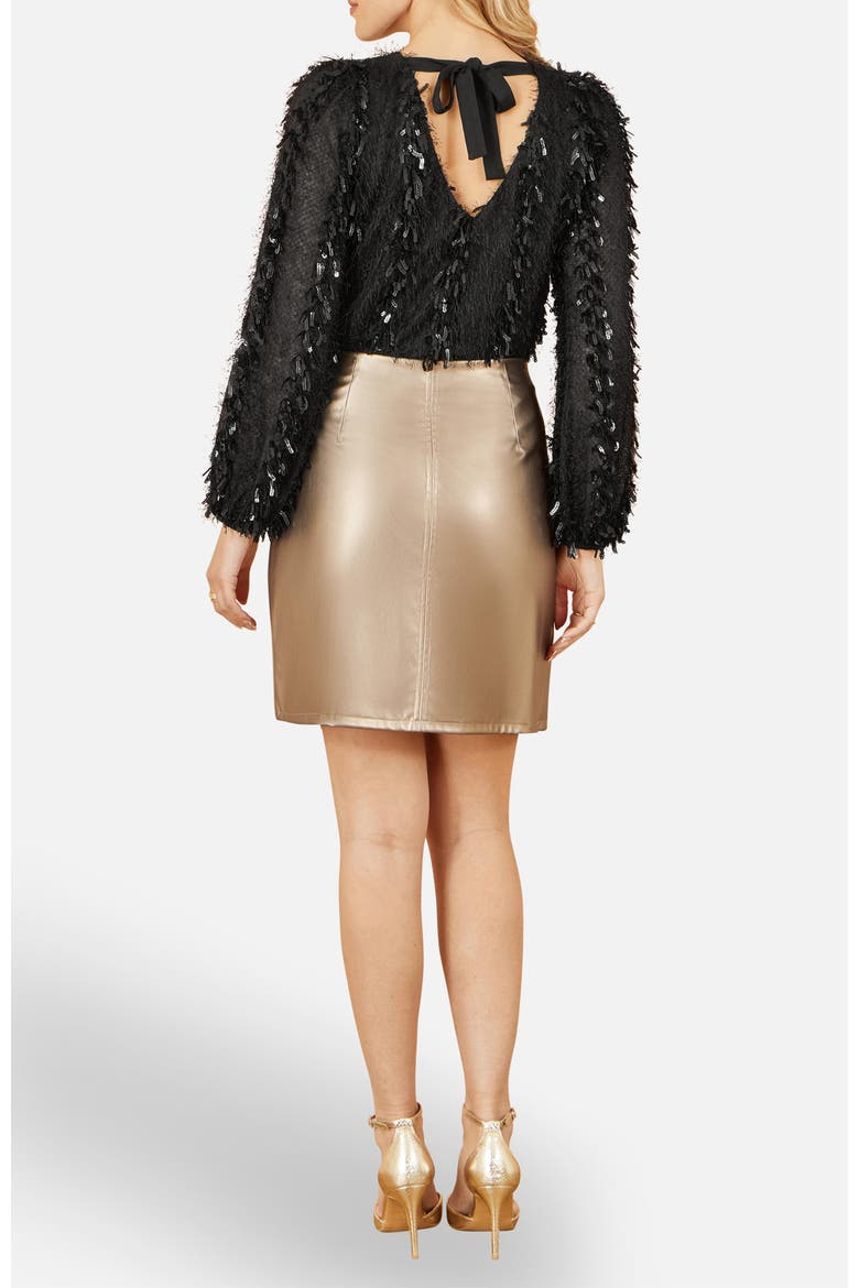 Faux Leather Wrap Mini Skirt, Alternate, color, Gold