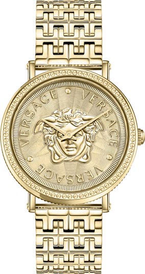 稀少 VERSACE(ヴェルサーチ) V-Dollar Leather Ladies Watch Versace V-Dollar Leather Watch – Zulily