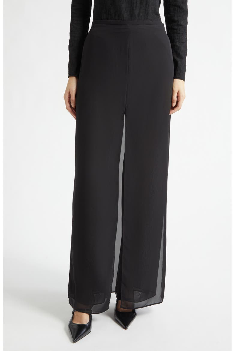 Georgette Panel Pants, Main, color, SOLID BLACK