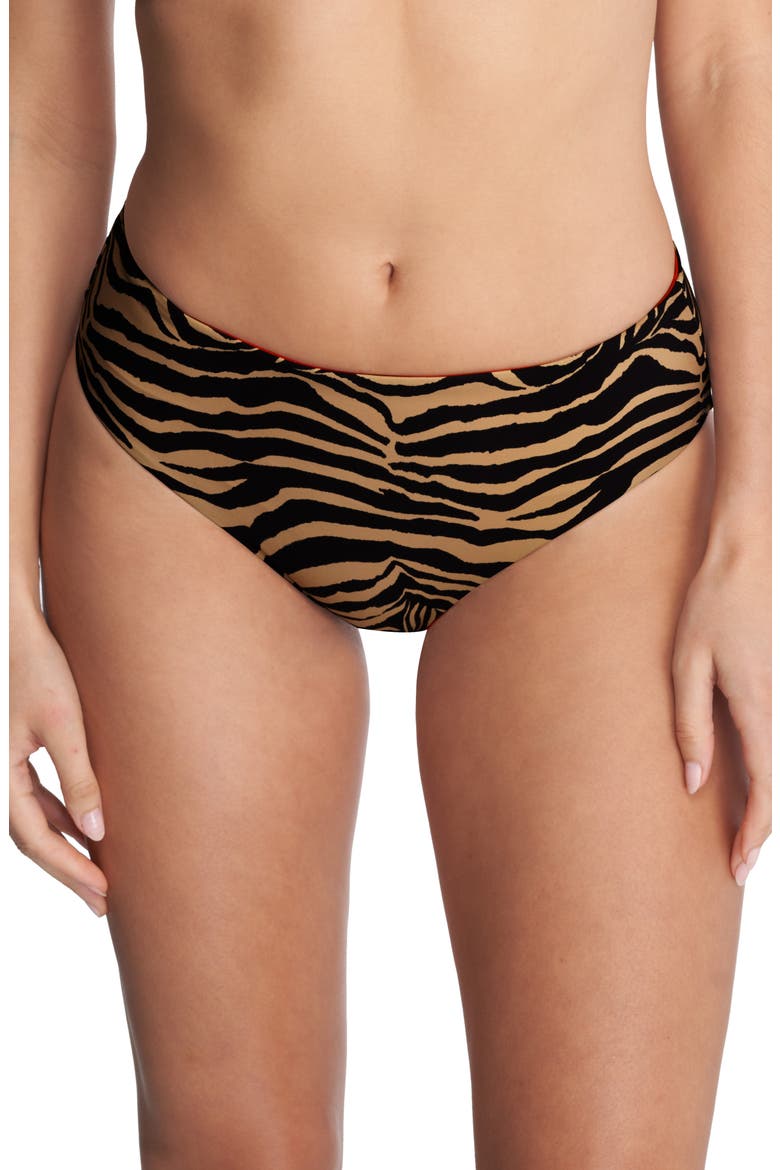 Reversible Bikini Bottoms, Main, color, CAMEL ZEBRA / POINSETTIA