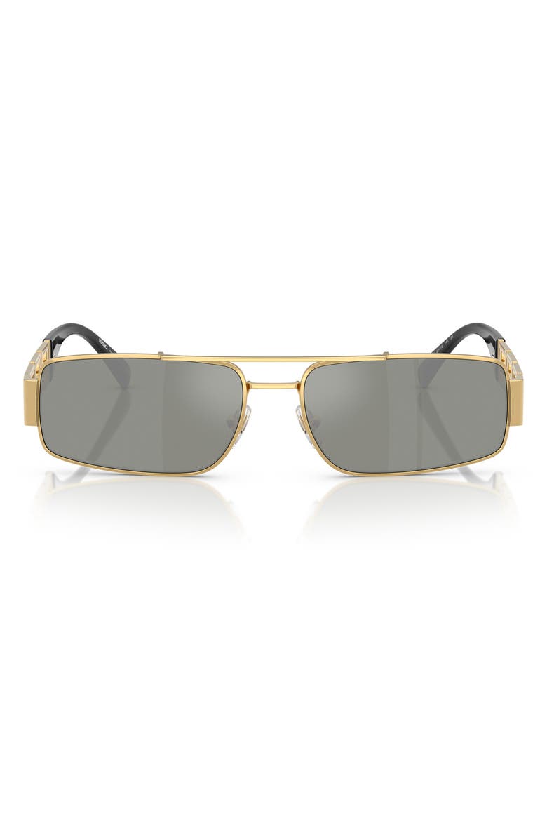 Versace 60mm Rectangular Sunglasses, Main, color, Green Mirror