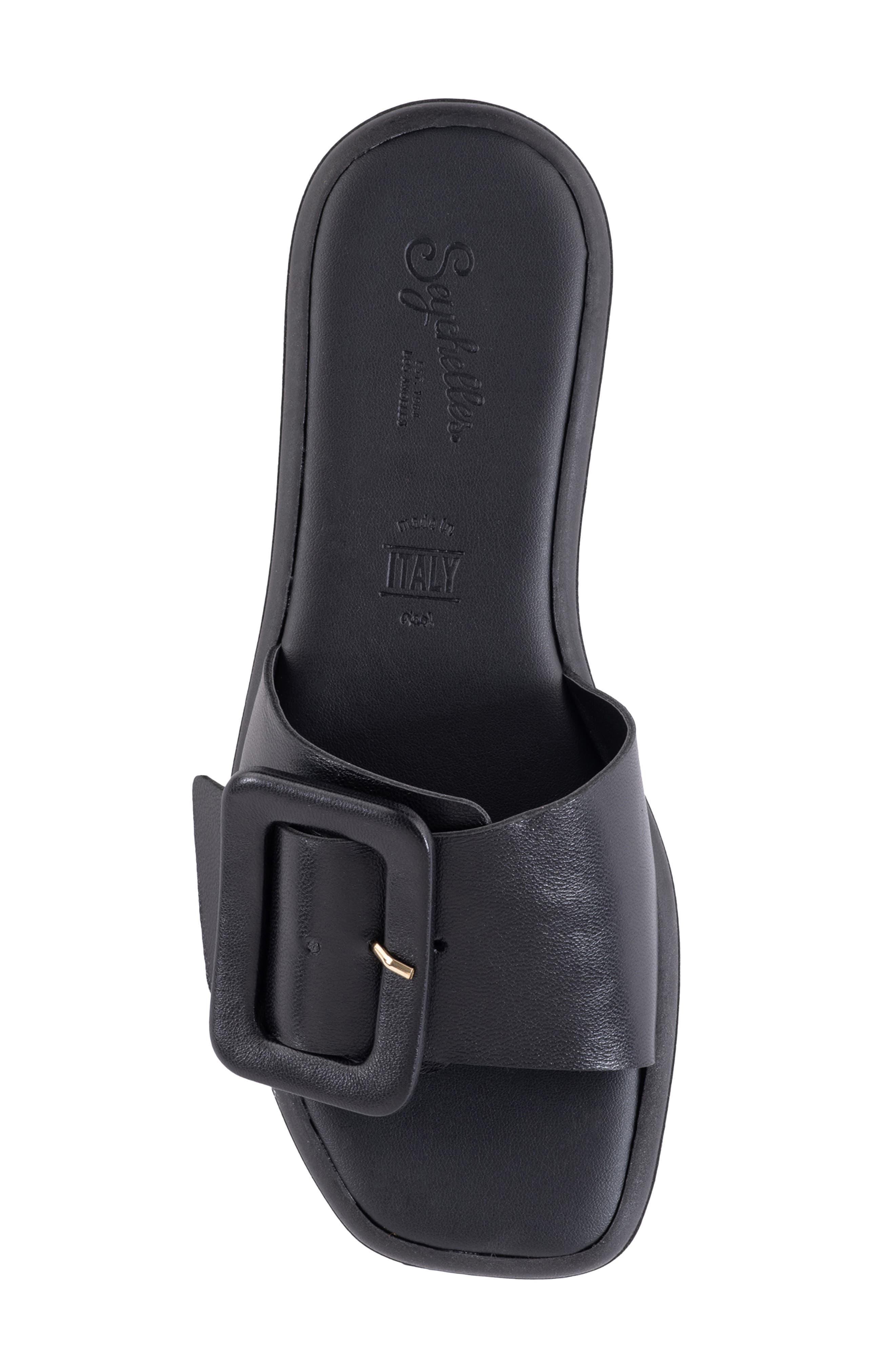 Seychelles Manhattan Slide Sandal, Alternate, color, Black Leather