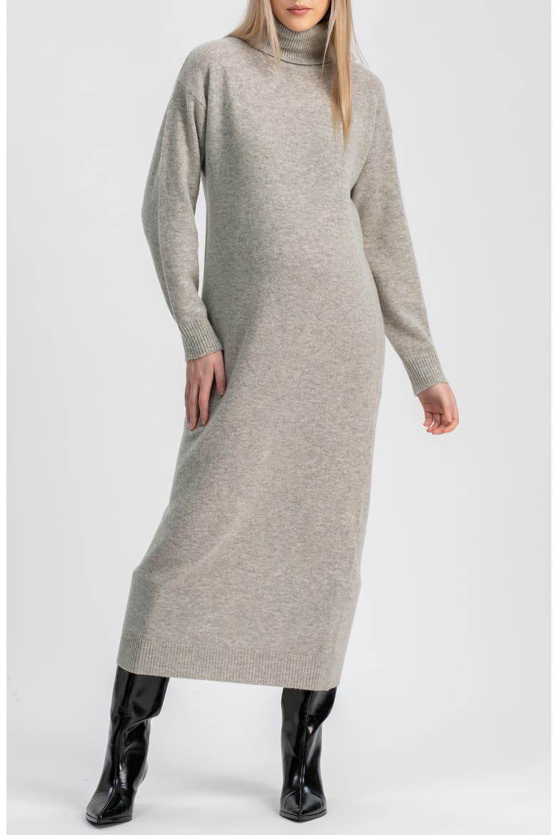 Gressoney Long Sleeve Maternity Sweater Dress, Main, color, LIGHT GREY