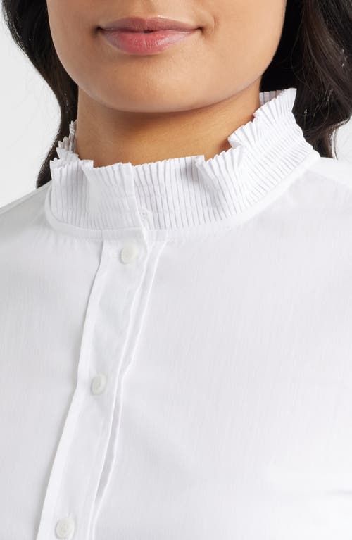 Anne Klein Micro Pleat Shirt In White