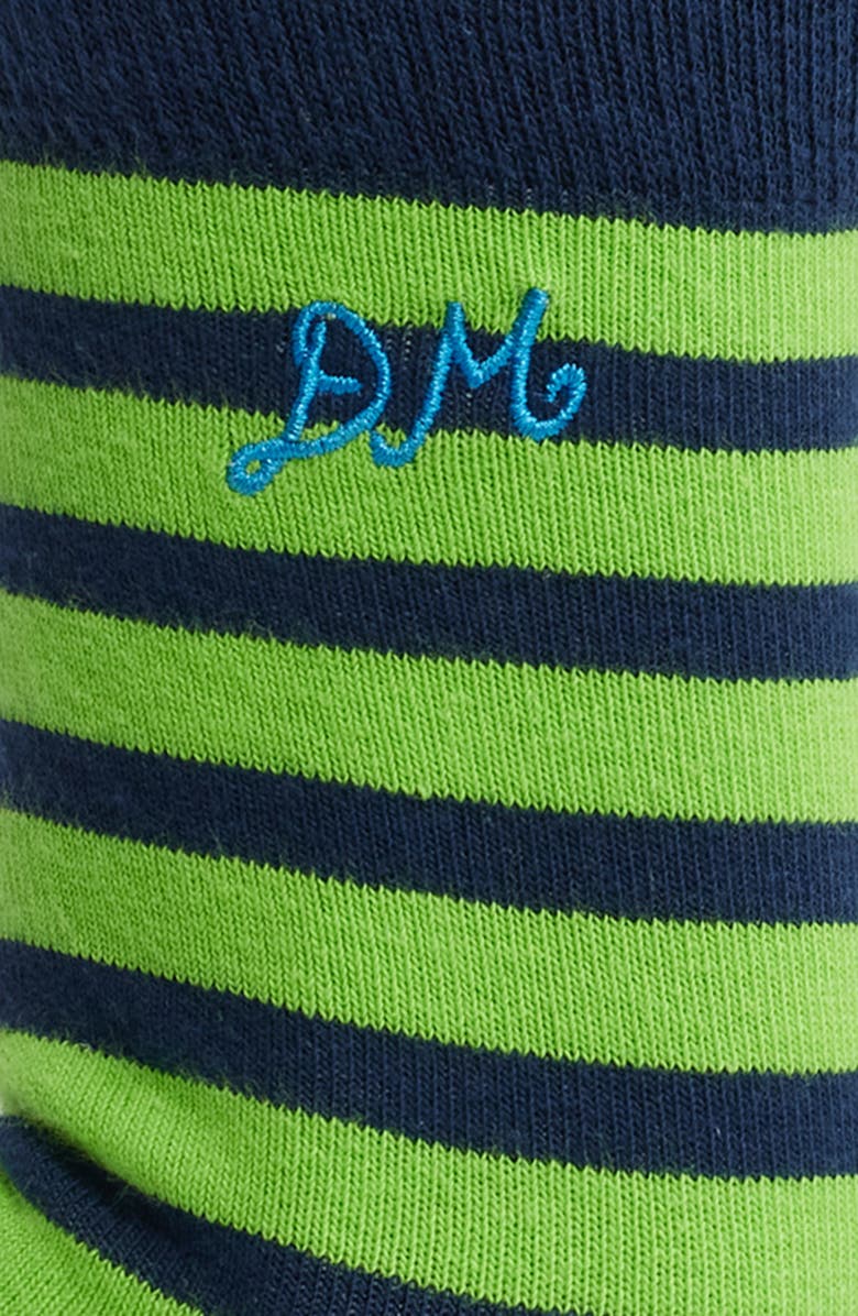 Damson Madder 2-Pack Stripe Organic Cotton Blend Crew Socks, Alternate, color, Green Blue Multi