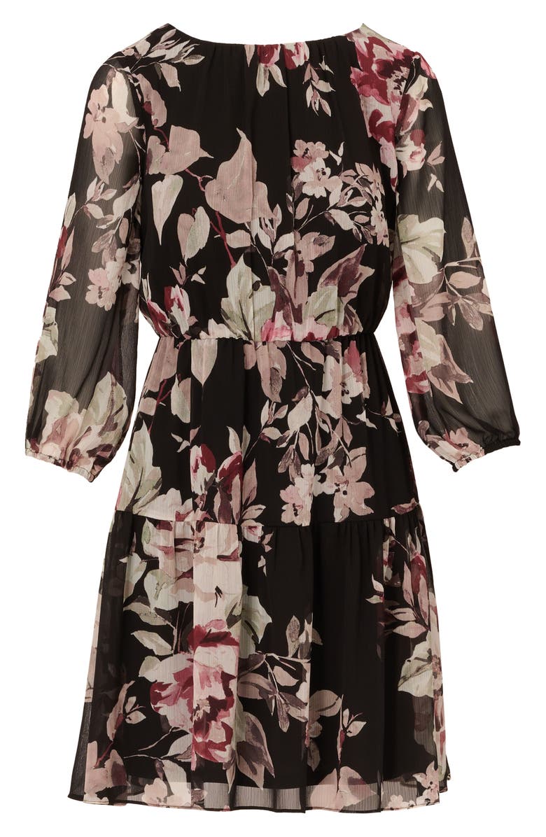 Adrianna Papell Floral Chiffon Dress, Alternate, color, Black Multi