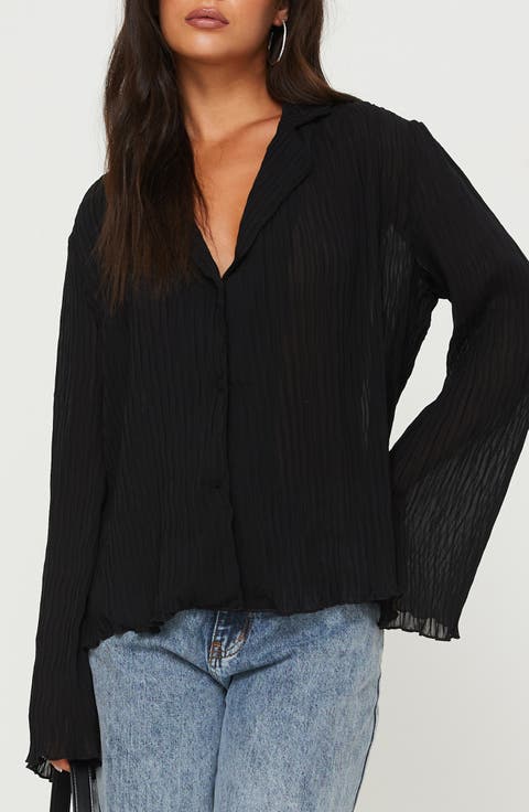 Selma Crinkle Button-Up Top