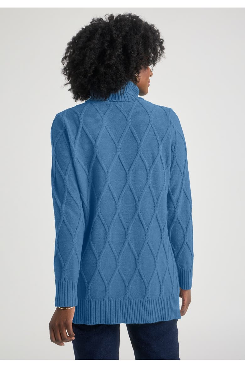 Cable Turtleneck Sweater, Alternate, color, DUSTY INDIGO