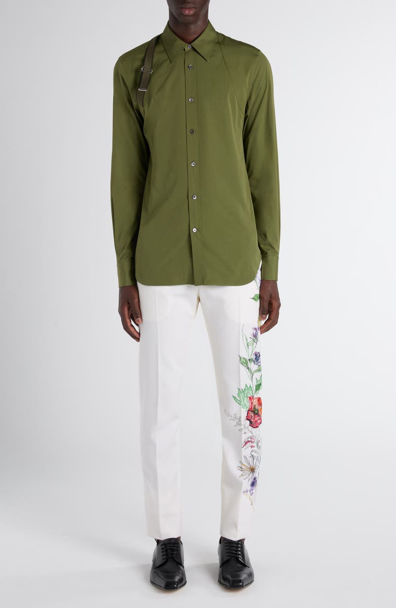 McQueen Floral Wool Cigarette Trousers, Main, color, 