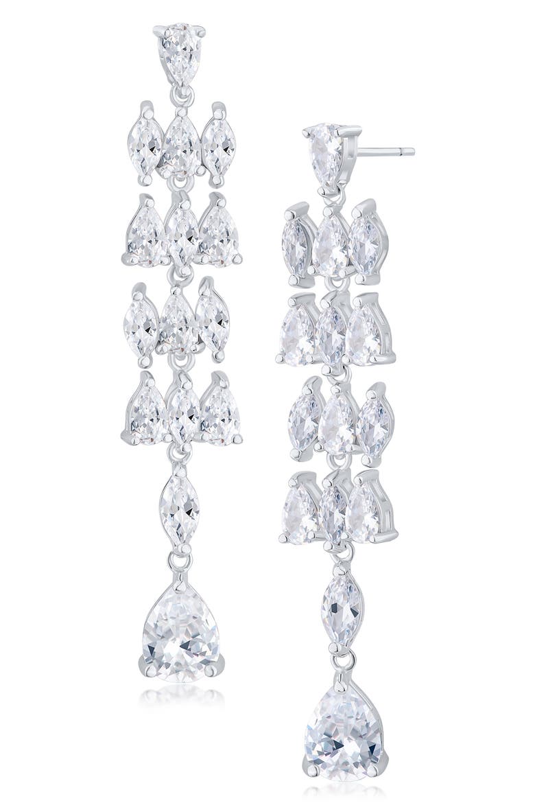 Cubic Zirconia Chandelier Drop Earrings, Main, color, CLEAR/ SILVER