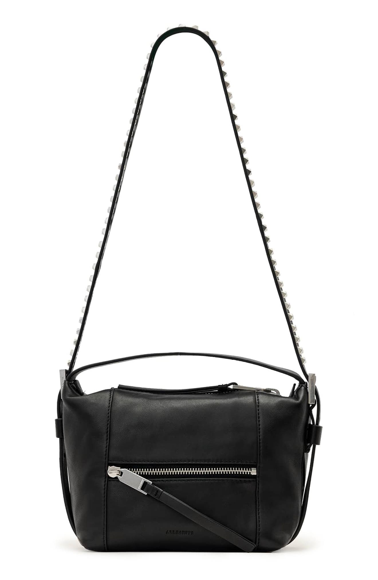 AllSaints Vega Leather Crossbody Bag, Main, color, Black