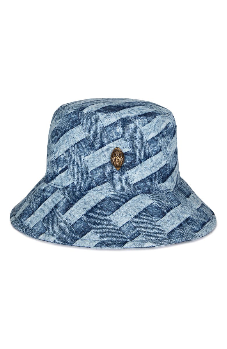 Kurt Geiger London Woven Denim Bucket Hat, Main, color, Dark Blue