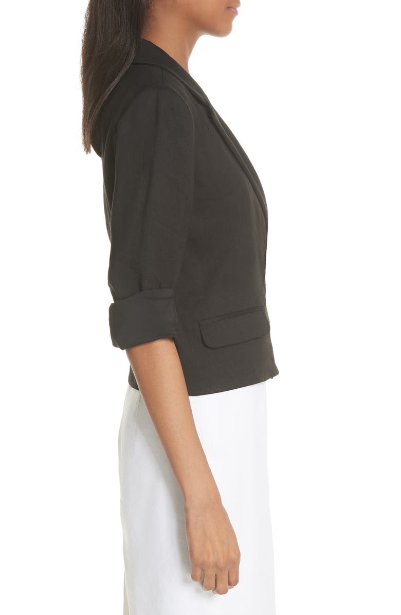 Milly Crop Linen Blend Blazer, Alternate, color, 