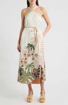 Pricella Botanical Halter Neck Midi Dress