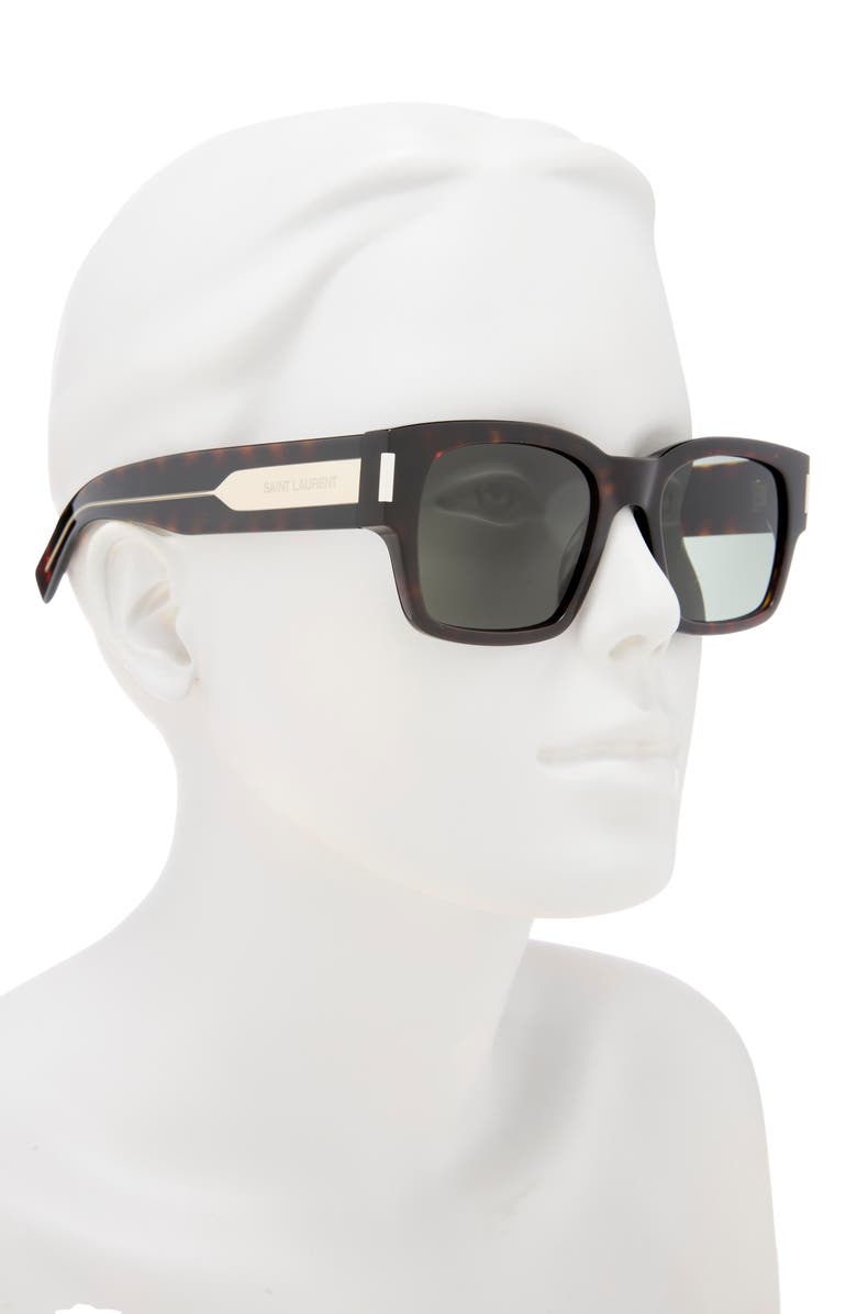Saint Laurent 53mm Square Sunglasses, Alternate, color, Havana Crystal Grey