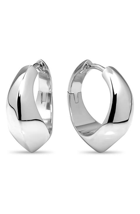Beveled Curve Hoop Earrings