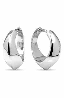 DEVATA Beveled Curve Hoop Earrings