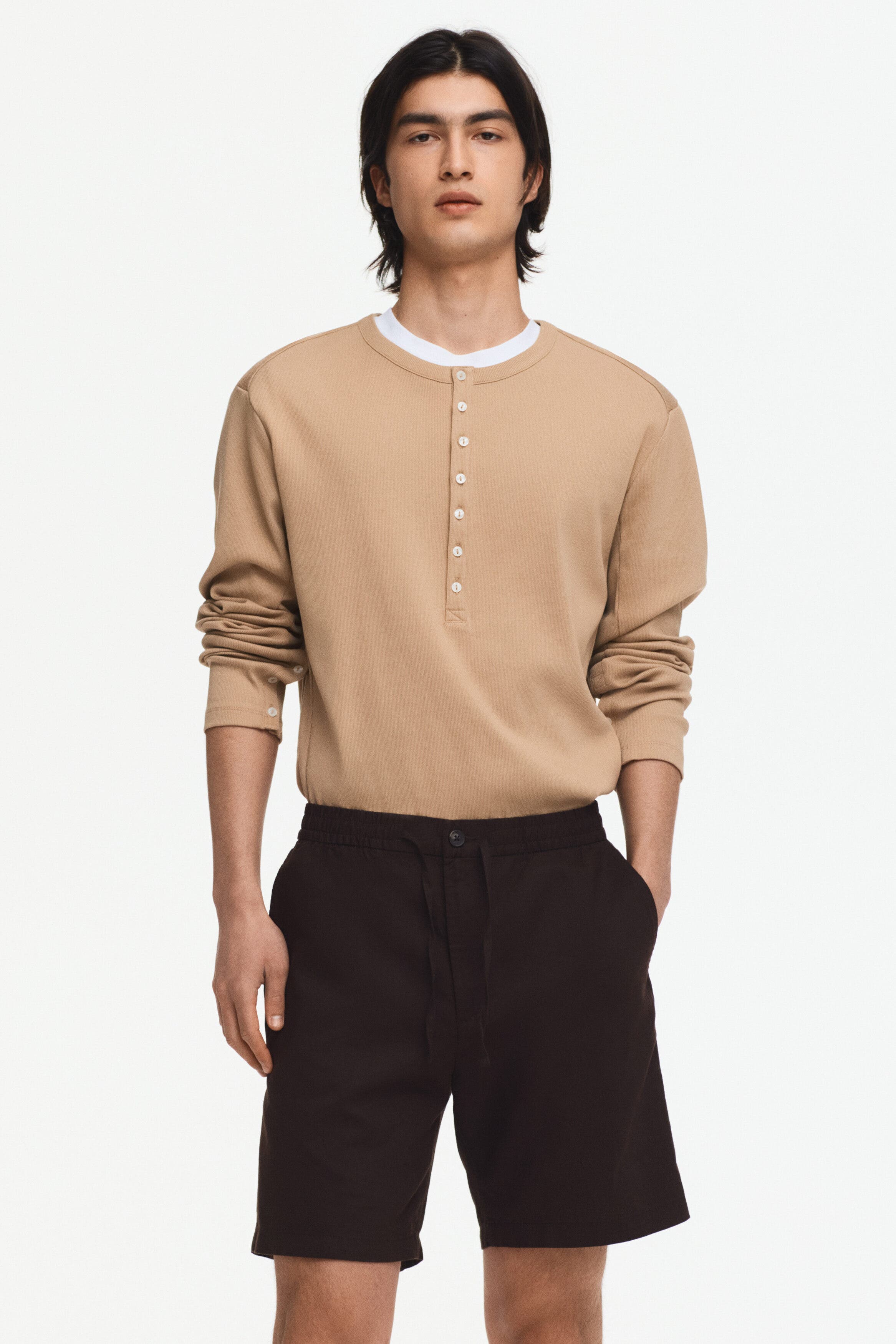 Regular-fit linen-blend shorts
