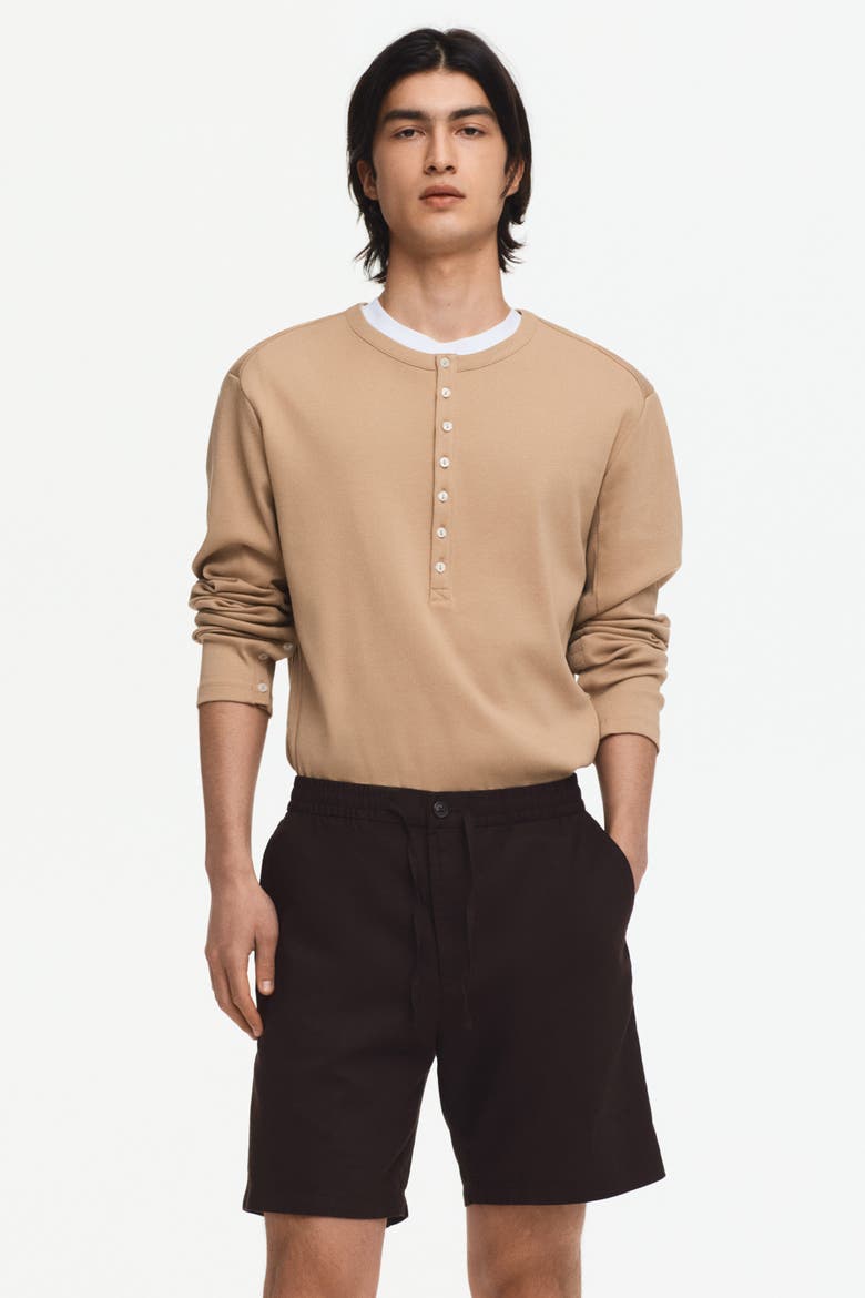 Regular Fit Linen-blend Shorts, Main, color, Dark brown