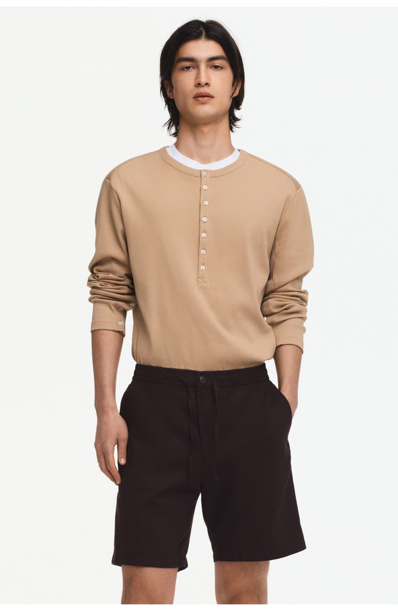 H&M Regular-fit linen-blend shorts, Main, color, Dark Brown